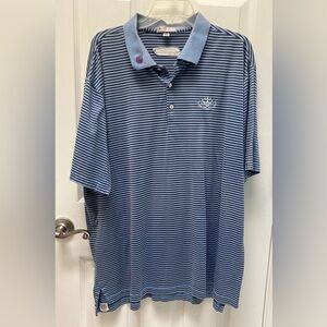 Peter Millar Scotty Cameron Titleist Navy Blue Striped Polo Size XXL